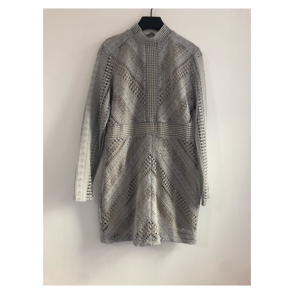 High neck gray mini dress